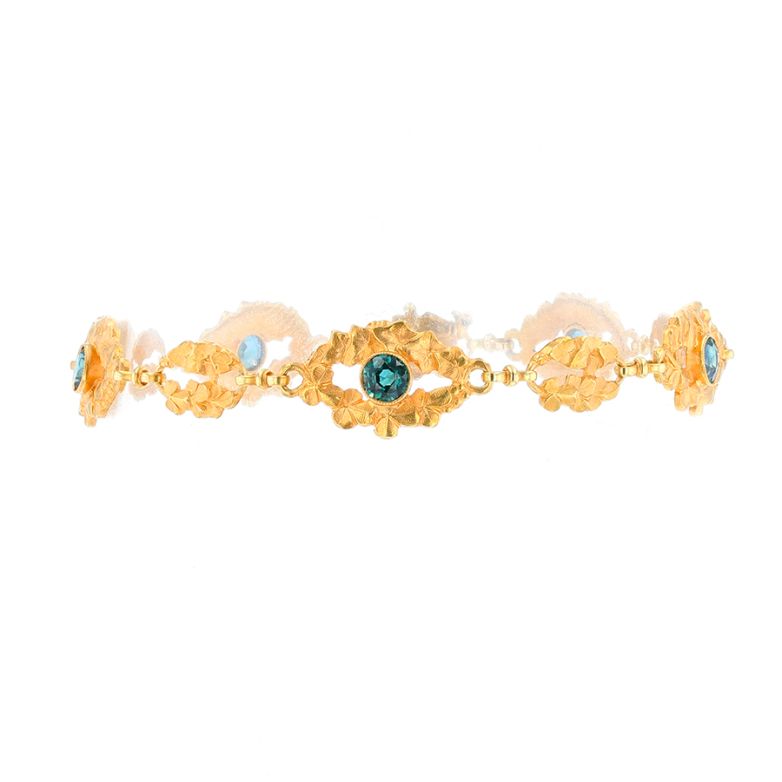 Bracelet saphirs de synthèse 2.25 carats or jaune 12.45g Comme neuf -  reconditionné disponible sur Gemme Les Bijoux